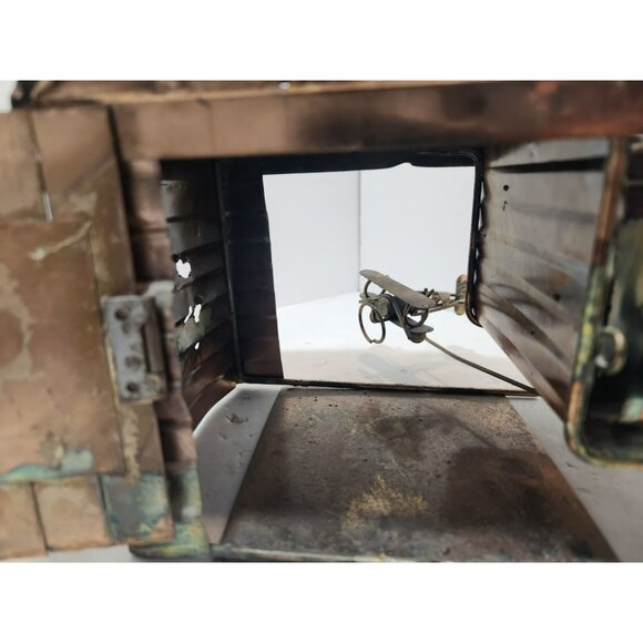 Vintage Hand Crafted Oxidized Copper Metal Airport Hanger Music Box Hong Kong - Picture 6 of 16